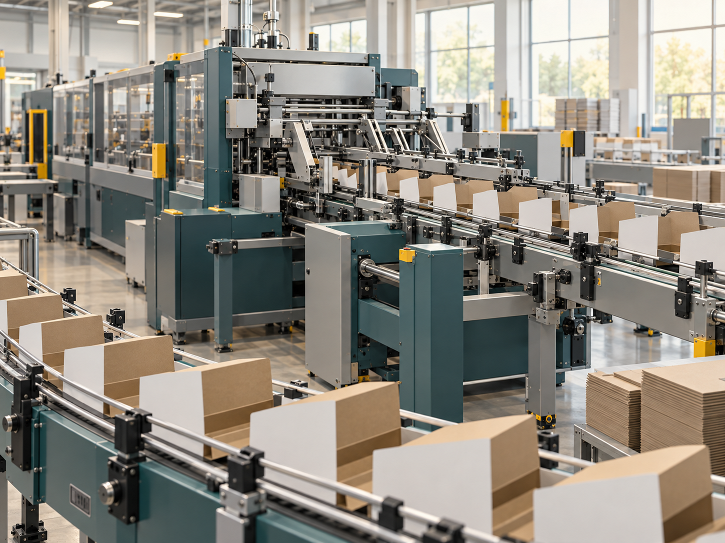 Temporary AI-generated illustration of foldglue packaging production equipment