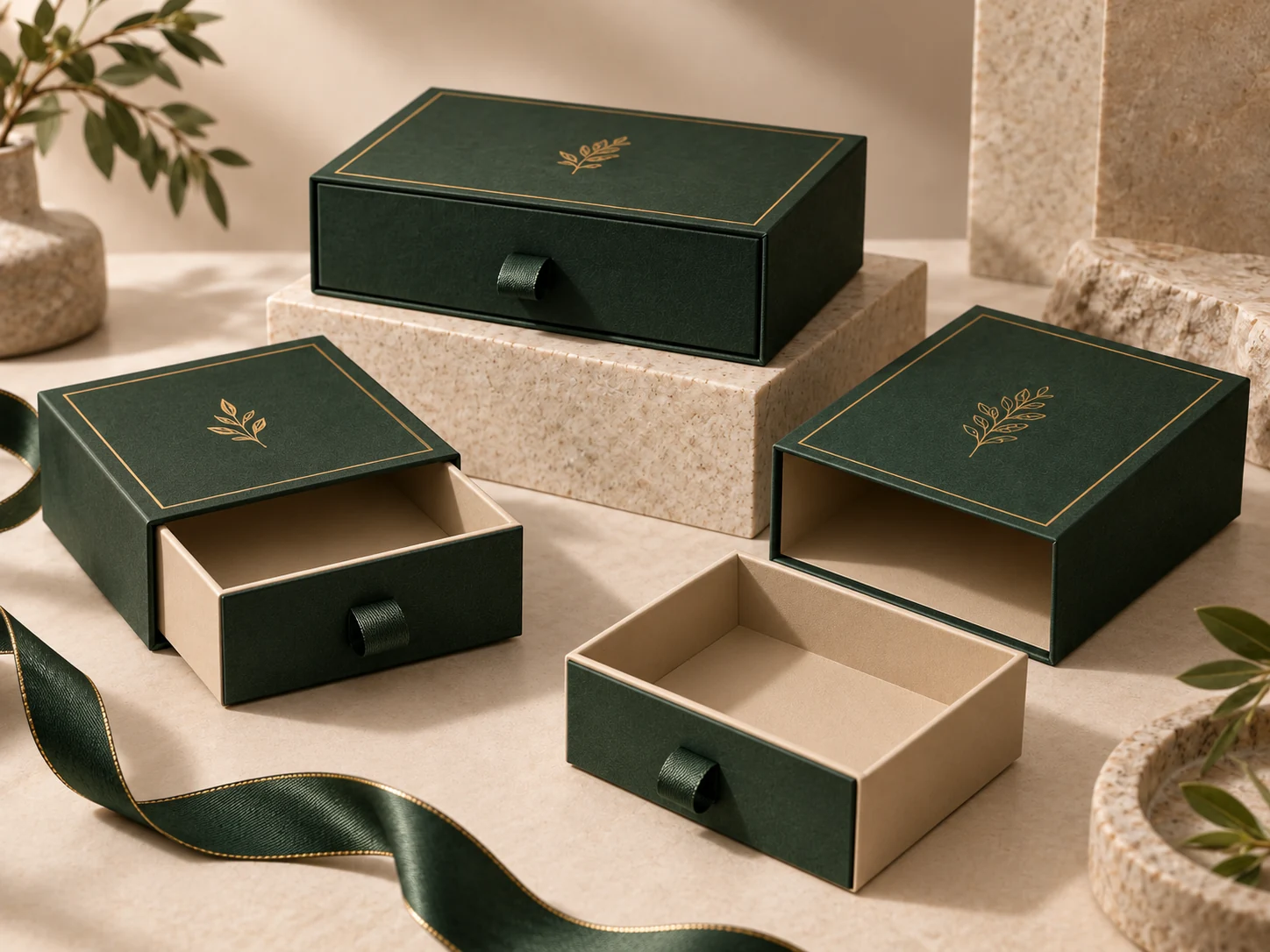 Drawer rigid box sleeve-and-tray structure variations