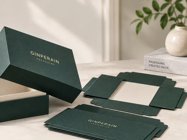 Foldable lid and base rigid boxes with flat-packed components