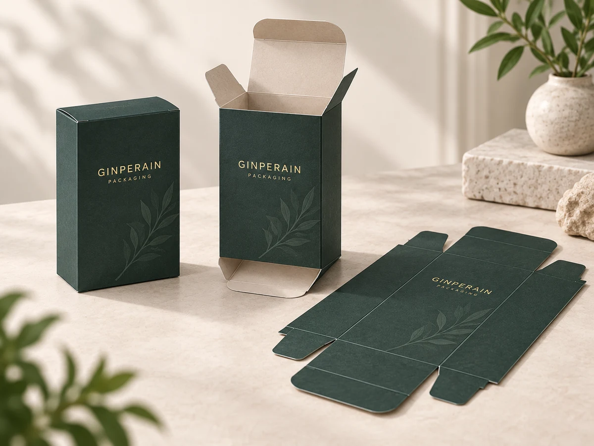 Tuck end folding cartons with open flaps and flat-packed carton blank